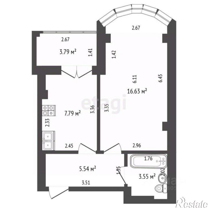 1-комн квартира Атмосферный пер, 11,  д. 11