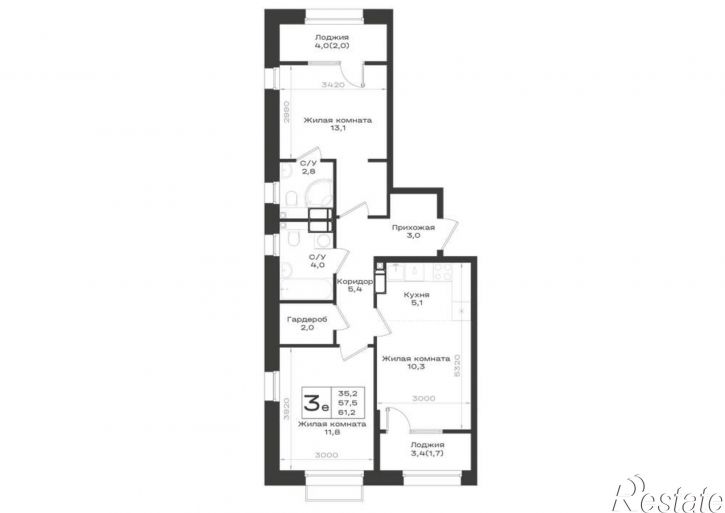 3-комн квартира в новом доме 3-я линия улица, д.1