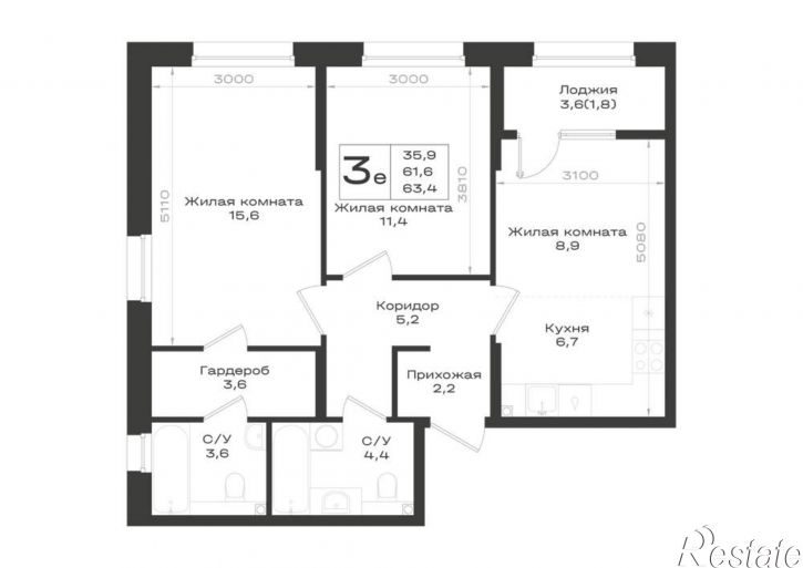 3-комн квартира в новом доме 3-я линия улица, д.1