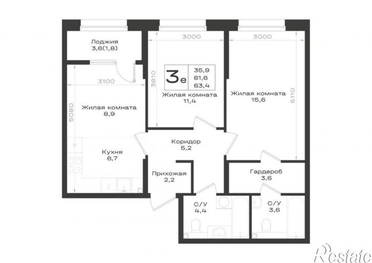 3-комн квартира в новом доме 3-я линия улица, д.1