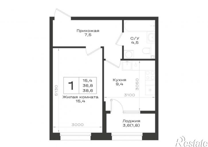 1-комн квартира в новом доме 3-я линия улица, д.1
