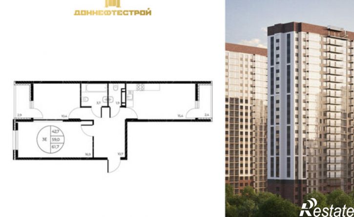 3-комн квартира в новом доме Ростов-на-Дону, Театральный проспект, 62/1