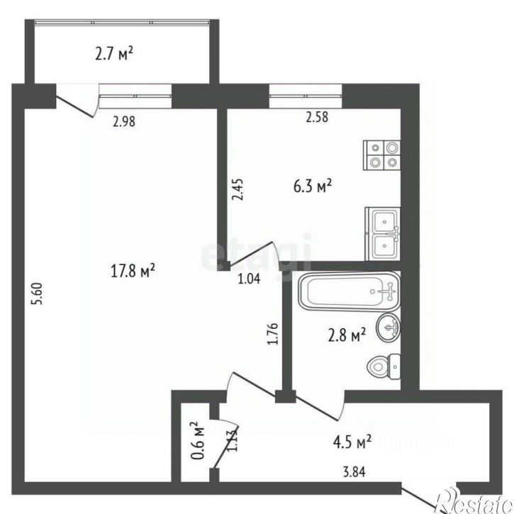 1-комн квартира